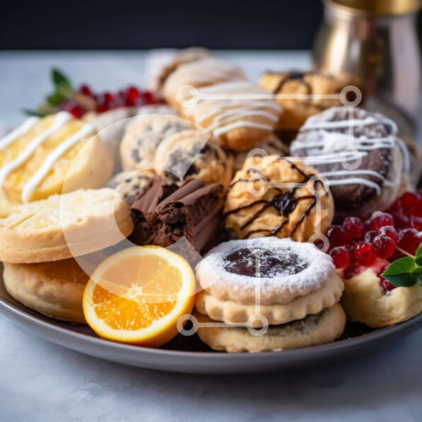 Σετ των 2 Intra Συλλεκτικό Ξύλινο Παζλ Plywood  4mm - Διάφορα μπισκότα και αρτοσκευάσματα σε ένα πιάτο Σε Ξύλινο Κουτί - Διαστάσεις: 10x10 cm – 25 κομμάτια