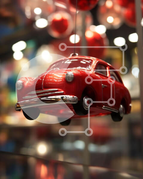 Intra Συλλεκτικό Ξύλινο Παζλ Plywood  4mm - Διακοσμητικό κόκκινο αυτοκίνητο που κρέμεται από το χριστουγεννιάτικο δέντρο Σε Ξύλινο Κουτί - Διαστάσεις: 10x10 cm – 25 κομμάτια