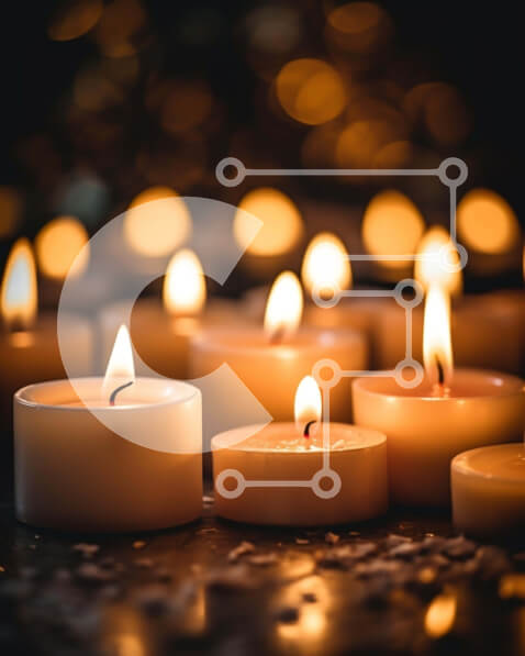 Intra Συλλεκτικό Ξύλινο Παζλ Plywood  4mm - Ομάδα αναμμένων κεριών σε ένα τραπέζι Σε Ξύλινο Κουτί - Διαστάσεις Puzzle: 10x10 cm – 25 κομμάτια