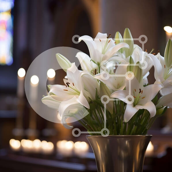 Σετ των 2 Intra Συλλεκτικό Ξύλινο Παζλ Plywood  4mm - Ασημένιο βάζο με λευκούς κρίνους και αναμμένα κεριά Σε Ξύλινο Κουτί - Διαστάσεις: 10x10 cm – 25 κομμάτια