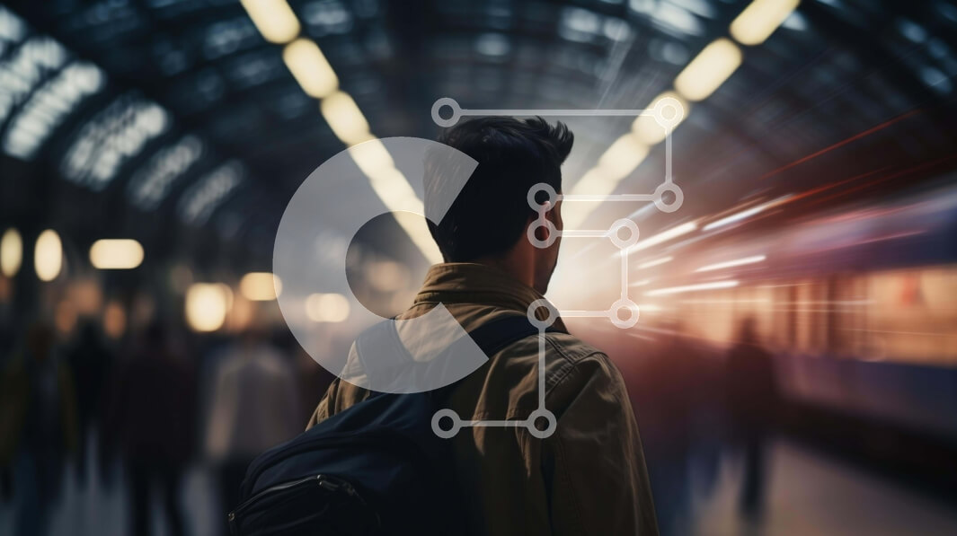 Intra Συλλεκτικό Ξύλινο Παζλ Plywood  4mm - Άτομο που περιμένει στο σταθμό του μετρό με το σακίδιο Σε Ξύλινο Κουτί - Διαστάσεις Puzzle: 10x10 cm – 25 κομμάτια