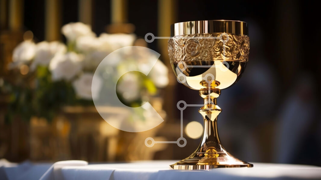 Intra Συλλεκτικό Ξύλινο Παζλ Plywood  4mm - Χρυσό κύπελλο στο τραπέζι με λουλούδια και κεριά Σε Ξύλινο Κουτί - Διαστάσεις: 10x10 cm – 25 κομμάτια