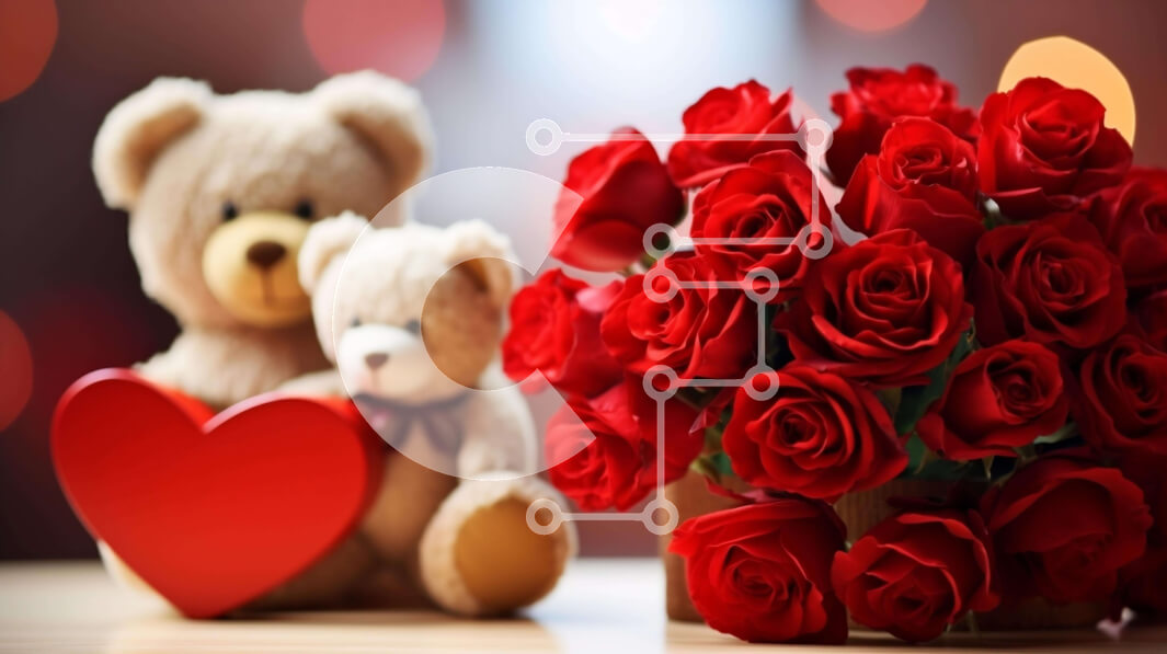 Intra Συλλεκτικό Ξύλινο Παζλ Plywood  4mm - Teddy Bears που γιορτάζουν την Ημέρα του Αγίου Βαλεντίνου Σε Ξύλινο Κουτί - Διαστάσεις Puzzle: 10x10 cm – 25 κομμάτια