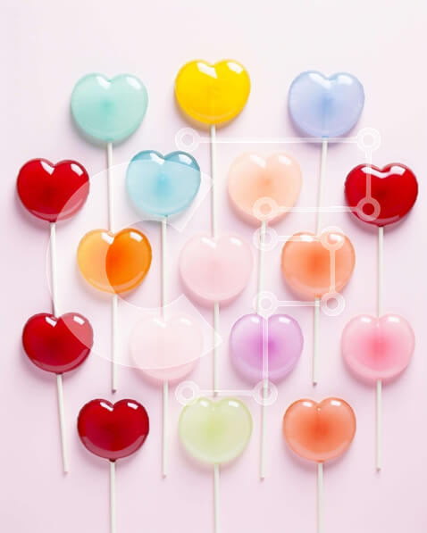 Intra Συλλεκτικό Ξύλινο Παζλ Plywood  4mm - Πολύχρωμα γλειφιτζούρια σε σχήμα καρδιάς Σε Ξύλινο Κουτί - Διαστάσεις Puzzle: 10x10 cm – 25 κομμάτια