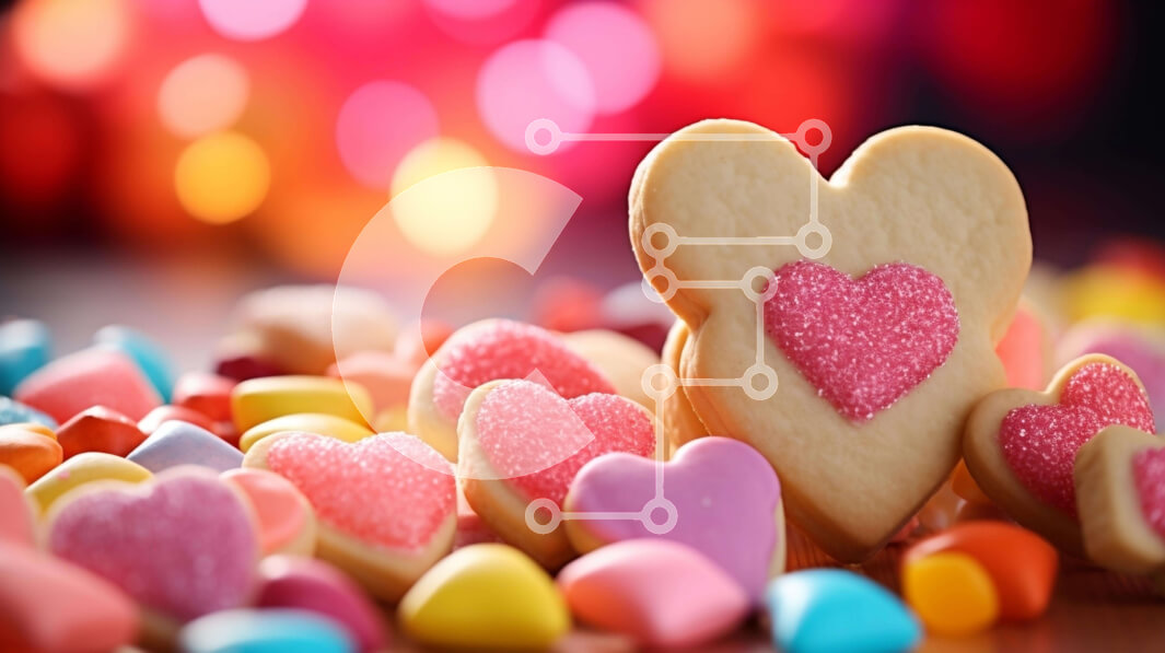 Σετ των 2 Intra Συλλεκτικό Ξύλινο Παζλ Plywood  4mm - Μπισκότο σε σχήμα καρδιάς με πολύχρωμες καραμέλες Σε Ξύλινο Κουτί - Διαστάσεις: 10x10 cm – 25 κομμάτια