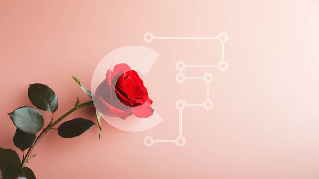 Intra Συλλεκτικό Ξύλινο Παζλ Plywood  4mm - Μονό κόκκινο τριαντάφυλλο σε φόντο ροδάκινου Σε Ξύλινο Κουτί - Διαστάσεις Puzzle: 10x10 cm – 25 κομμάτια