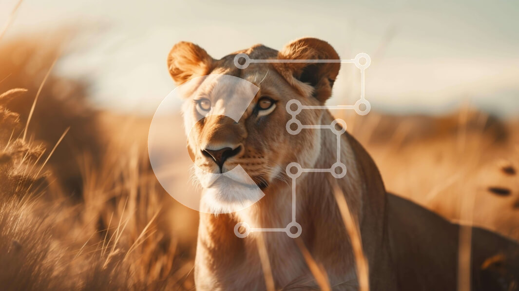 Σετ των 2 Intra Συλλεκτικό Ξύλινο Παζλ Plywood  4mm - Μεγαλοπρεπές λιοντάρι στο ψηλό γρασίδι Σε Ξύλινο Κουτί - Διαστάσεις: 10x10 cm – 25 κομμάτια