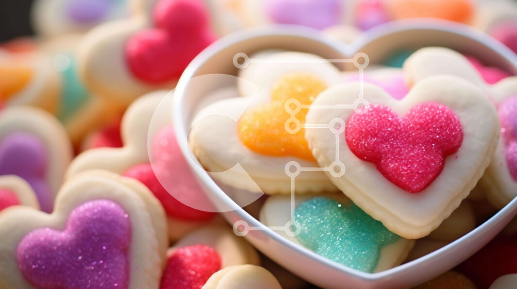 Σετ των 2 Intra Συλλεκτικό Ξύλινο Παζλ Plywood  4mm - Μπισκότα σε σχήμα καρδιάς σε μπολ με πολύχρωμα πασπάλισμα Σε Ξύλινο Κουτί - Διαστάσεις: 10x10 cm – 25 κομμάτια