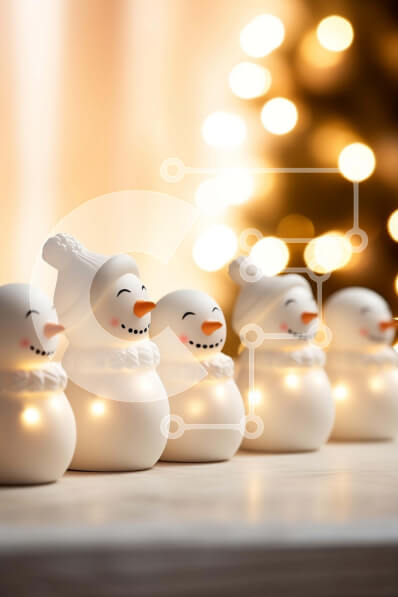 Intra Συλλεκτικό Ξύλινο Παζλ Plywood  4mm - Σειρά από λευκά ειδώλια χιονάνθρωποι για διακοσμήσεις διακοπών Σε Ξύλινο Κουτί - Διαστάσεις: 10x10 cm – 25 κομμάτια