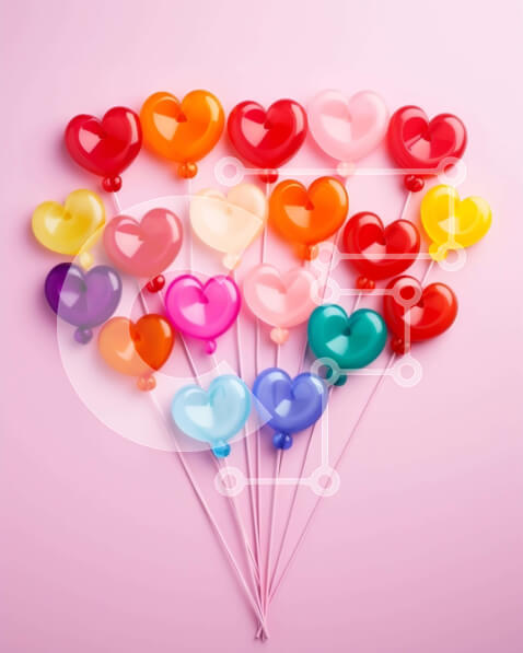 Intra Συλλεκτικό Ξύλινο Παζλ Plywood  4mm - Πολύχρωμα μπαλόνια σε σχήμα καρδιάς σε ροζ φόντο Σε Ξύλινο Κουτί - Διαστάσεις: 10x10 cm – 25 κομμάτια