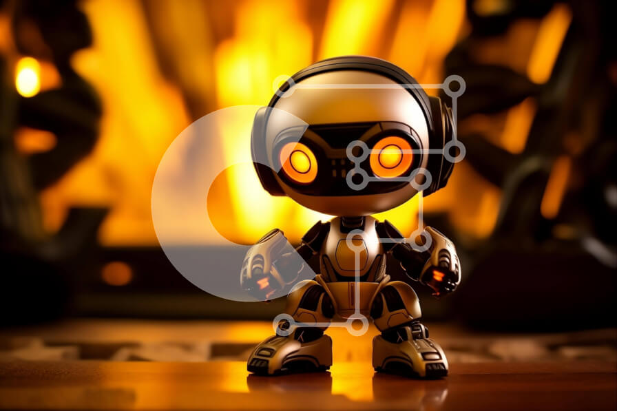 Intra Συλλεκτικό Ξύλινο Παζλ Plywood  4mm - Παιχνίδι ρομπότ μπροστά από ένα ανοιχτό τζάκι Σε Ξύλινο Κουτί - Διαστάσεις Puzzle: 10x10 cm – 25 κομμάτια