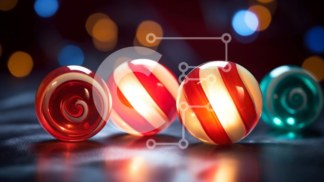 Intra Συλλεκτικό Ξύλινο Παζλ Plywood  4mm - Πολύχρωμα καλάμια καραμελών σε σκοτεινή επιφάνεια Σε Ξύλινο Κουτί - Διαστάσεις: 10x10 cm – 25 κομμάτια