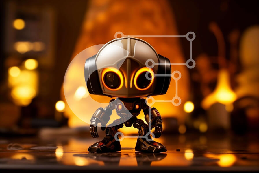 Intra Συλλεκτικό Ξύλινο Παζλ Plywood  4mm - Παιχνίδι ρομπότ με λαμπερά μάτια σε φωτισμένο τραπέζι Σε Ξύλινο Κουτί - Διαστάσεις: 10x10 cm – 25 κομμάτια