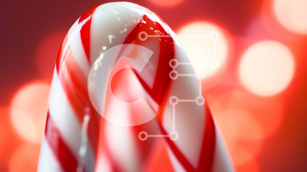 Intra Συλλεκτικό Ξύλινο Παζλ Plywood  4mm - Μπαστούνι καραμελών με κόκκινες και λευκές ρίγες σε φόντο φώτα Bokeh Σε Ξύλινο Κουτί - Διαστάσεις: 10x10 cm – 25 κομμάτια