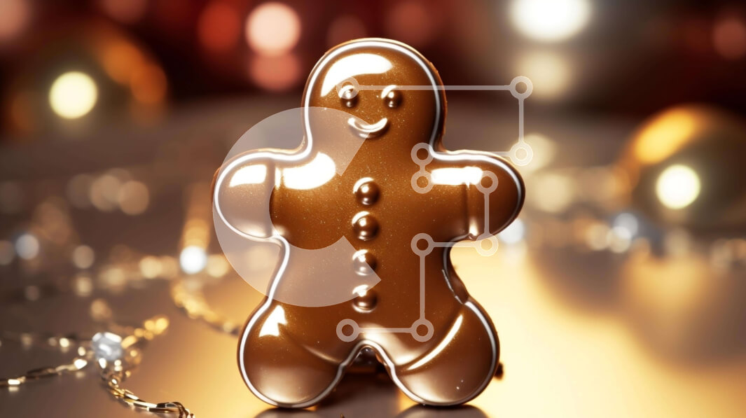 Intra Συλλεκτικό Ξύλινο Παζλ Plywood  4mm - Σοκολάτα μελόψωμο άνθρωπος σε διακοσμητική επιφάνεια Σε Ξύλινο Κουτί - Διαστάσεις: 10x10 cm – 25 κομμάτια