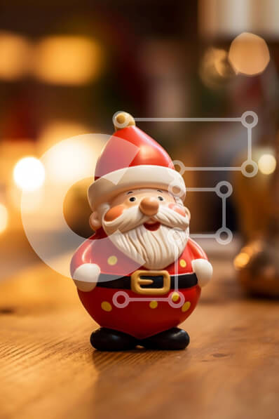 Intra Συλλεκτικό Ξύλινο Παζλ Plywood  4mm - Κόκκινο και άσπρο ειδώλιο Άγιου Βασίλη σε ξύλινο τραπέζι με φώτα Σε Ξύλινο Κουτί - Διαστάσεις: 10x10 cm – 25 κομμάτια