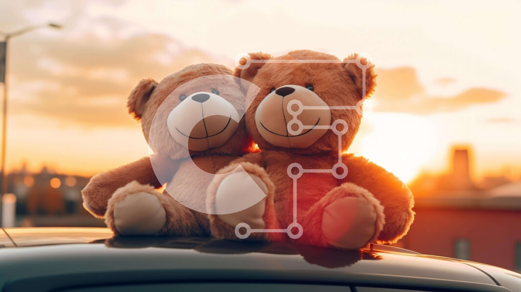 Intra Συλλεκτικό Ξύλινο Παζλ Plywood  4mm - Ερωτευμένα αρκουδάκια στο ηλιοβασίλεμα Σε Ξύλινο Κουτί - Διαστάσεις Puzzle: 10x10 cm – 25 κομμάτια