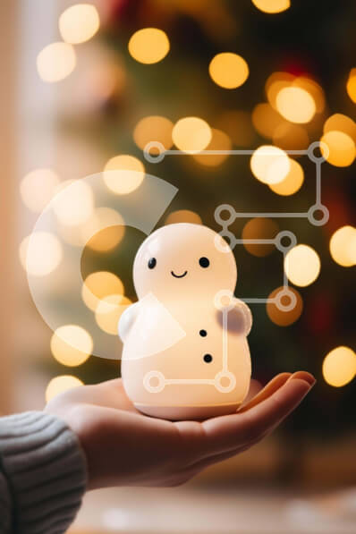 Intra Συλλεκτικό Ξύλινο Παζλ Plywood  4mm - Φως LED σε σχήμα χιονάνθρωπου στο χέρι Σε Ξύλινο Κουτί - Διαστάσεις Puzzle: 10x10 cm – 25 κομμάτια