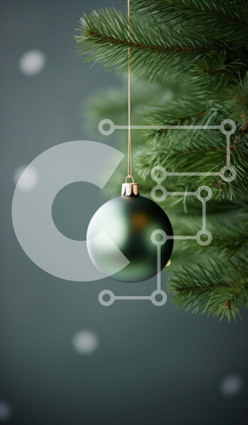 Intra Συλλεκτικό Ξύλινο Παζλ Plywood  4mm - Πράσινη χριστουγεννιάτικη μπάλα που κρέμεται από αειθαλές δέντρο Σε Ξύλινο Κουτί - Διαστάσεις: 10x10 cm – 25 κομμάτια