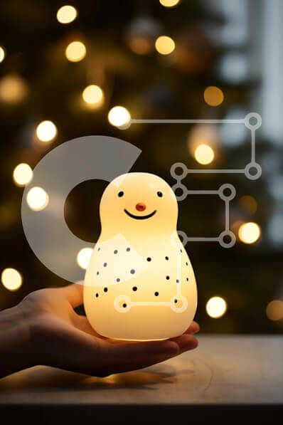 Intra Συλλεκτικό Ξύλινο Παζλ Plywood  4mm - Φως χιονάνθρωπος στο χέρι με το φωτισμένο χριστουγεννιάτικο δέντρο Σε Ξύλινο Κουτί - Διαστάσεις: 10x10 cm – 25 κομμάτια