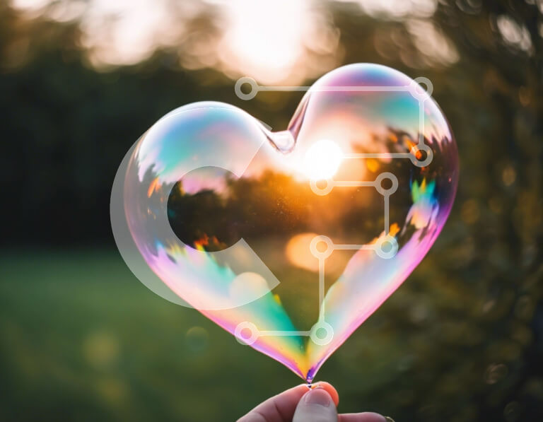 Intra Συλλεκτικό Ξύλινο Παζλ Plywood  4mm - Πολύχρωμη σαπουνόφουσκα σε σχήμα καρδιάς στο χέρι Σε Ξύλινο Κουτί - Διαστάσεις Puzzle: 10x10 cm – 25 κομμάτια