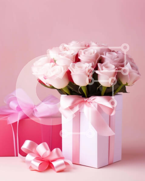 Intra Συλλεκτικό Ξύλινο Παζλ Plywood  4mm - Λευκό κουτί δώρου με ροζ τριαντάφυλλα και μπαλόνια Σε Ξύλινο Κουτί - Διαστάσεις: 10x10 cm – 25 κομμάτια