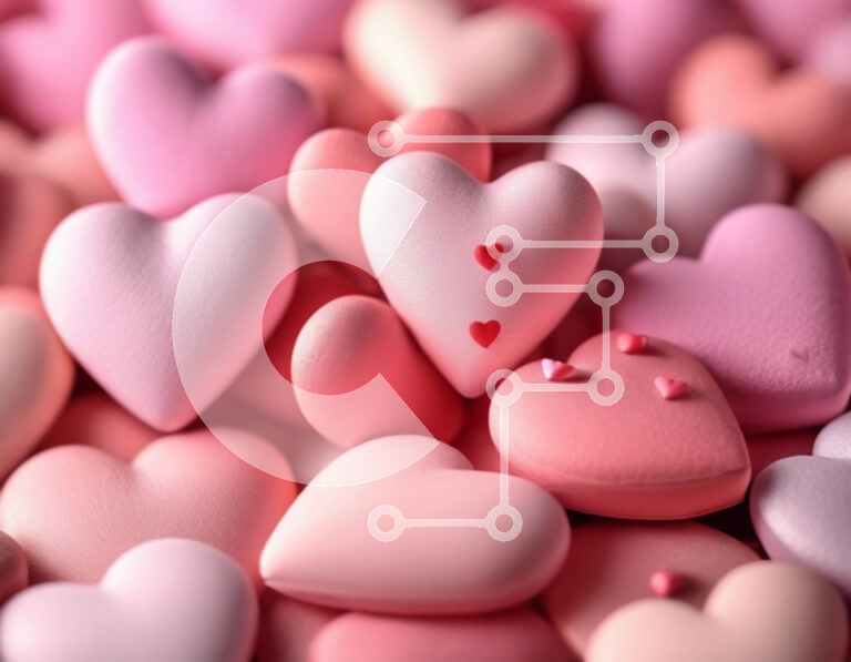 Intra Συλλεκτικό Ξύλινο Παζλ Plywood  4mm - Σωρός από ροζ παιχνίδια σε σχήμα καρδιάς για γιορτές Σε Ξύλινο Κουτί - Διαστάσεις Puzzle: 10x10 cm – 25 κομμάτια