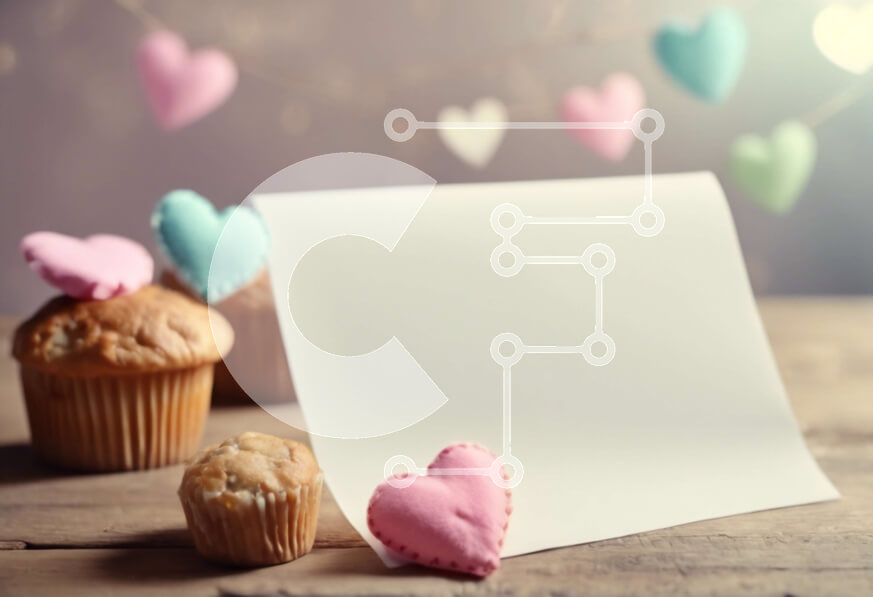 Intra Συλλεκτικό Ξύλινο Παζλ Plywood  4mm - Διακοσμήσεις για την ημέρα του Αγίου Βαλεντίνου με cupcakes και ευχετήρια κάρτα Σε Ξύλινο Κουτί - Διαστάσεις: 10x10 cm – 25 κομμάτια