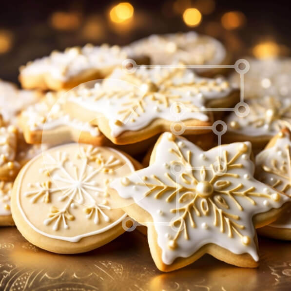 Intra Συλλεκτικό Ξύλινο Παζλ Plywood  4mm - Γιορτινά στολισμένα μπισκότα με νιφάδες χιονιού και γλάσο Σε Ξύλινο Κουτί - Διαστάσεις: 10x10 cm – 25 κομμάτια