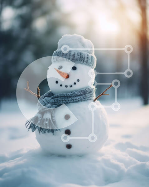 Intra Συλλεκτικό Ξύλινο Παζλ Plywood  4mm - Όμορφη εικόνα ενός χιονάνθρωπου μια χειμερινή ημέρα Σε Ξύλινο Κουτί - Διαστάσεις Puzzle: 10x10 cm – 25 κομμάτια