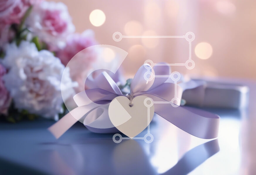 Intra Συλλεκτικό Ξύλινο Παζλ Plywood  4mm - Μπουκέτο με ροζ και μωβ λουλούδια με κορδέλα σε σχήμα καρδιάς Σε Ξύλινο Κουτί - Διαστάσεις Puzzle: 10x10 cm – 25 κομμάτια