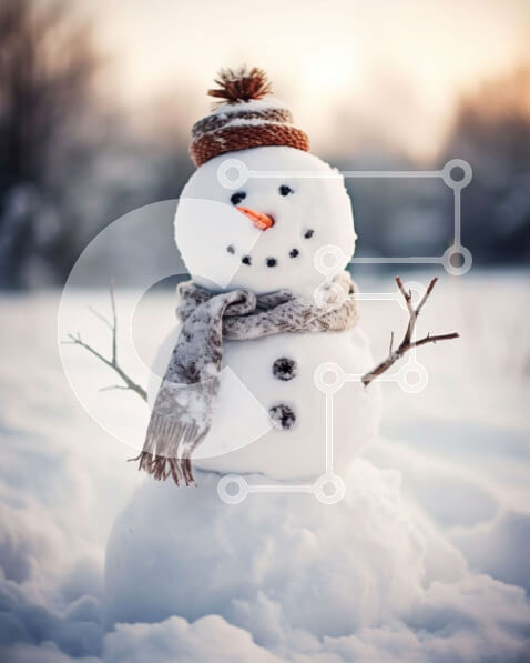 Intra Συλλεκτικό Ξύλινο Παζλ Plywood  4mm - Χειμερινή διασκέδαση με έναν χαριτωμένο χιονάνθρωπο στο χιόνι Σε Ξύλινο Κουτί - Διαστάσεις Puzzle: 10x10 cm – 25 κομμάτια