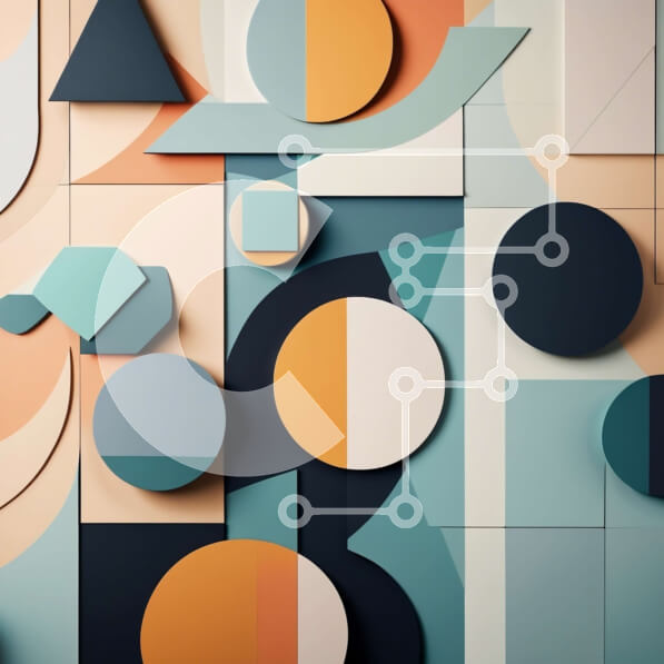 Intra Συλλεκτικό Ξύλινο Παζλ Plywood  4mm - Οπτικά εντυπωσιακό γεωμετρικό μοτίβο σε μπλε, πορτοκαλί και γκρι Σε Ξύλινο Κουτί - Διαστάσεις Puzzle: 10x10 cm – 25 κομμάτια