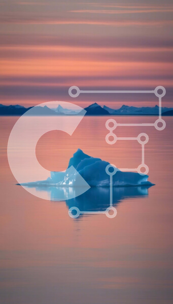 Σετ των 2 Intra Συλλεκτικό Ξύλινο Παζλ Plywood  4mm - Άποψη ηλιοβασιλέματος του παγόβουνου στη μέση ενός μεγάλου όγκου νερού Σε Ξύλινο Κουτί - Διαστάσεις: 10x10 cm – 25 κομμάτια