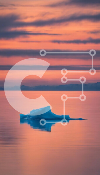 Σετ των 2 Intra Συλλεκτικό Ξύλινο Παζλ Plywood  4mm - Παγόβουνο στη μέση ενός μεγάλου όγκου νερού στο ηλιοβασίλεμα Σε Ξύλινο Κουτί - Διαστάσεις: 10x10 cm – 25 κομμάτια