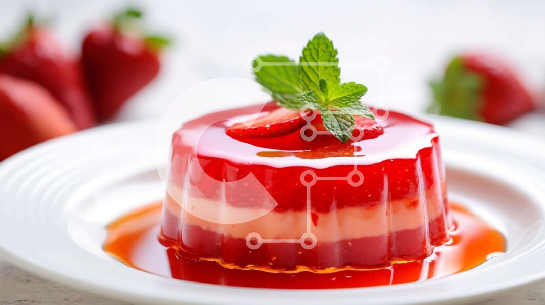 Σετ των 2 Intra Συλλεκτικό Ξύλινο Παζλ Plywood  4mm - Λαχταριστό επιδόρπιο φράουλα με φύλλα μέντας και ζελέ Σε Ξύλινο Κουτί - Διαστάσεις: 10x10 cm – 25 κομμάτια