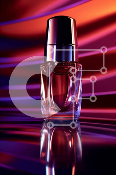 Intra Συλλεκτικό Ξύλινο Παζλ Plywood  4mm - Διαφανές γυάλινο μπουκάλι αρώματος σε πολύχρωμη ανακλαστική επιφάνεια Σε Ξύλινο Κουτί - Διαστάσεις Puzzle: 10x10 cm – 25 κομμάτια