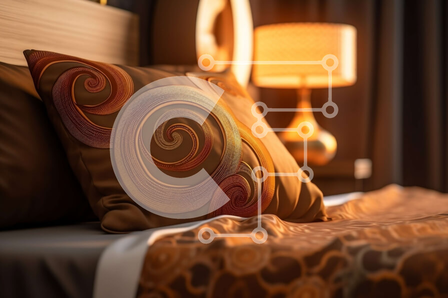 Intra Συλλεκτικό Ξύλινο Παζλ Plywood  4mm - Άνετο και άνετο υπνοδωμάτιο με καφέ στροβιλιζόμενο μαξιλάρι Σε Ξύλινο Κουτί - Διαστάσεις Puzzle: 10x10 cm – 25 κομμάτια