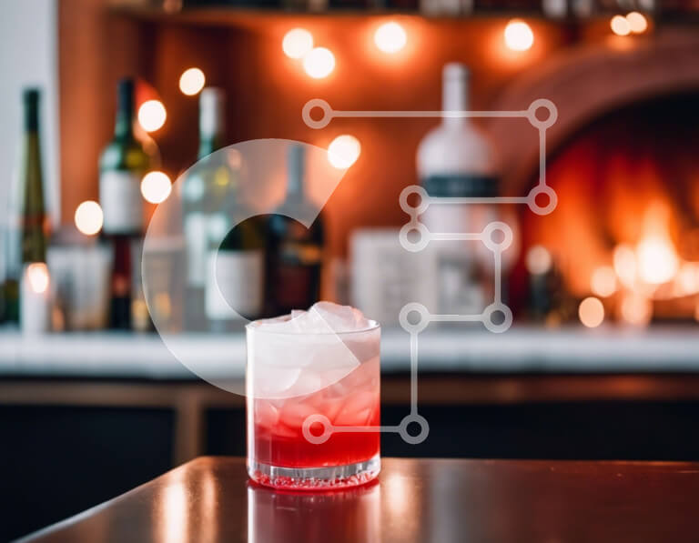 Σετ των 2 Intra Συλλεκτικό Ξύλινο Παζλ Plywood  4mm - Ποτήρι κόκκινο υγρό με πάγο στην κορυφή του μπαρ Σε Ξύλινο Κουτί - Διαστάσεις: 10x10 cm – 25 κομμάτια