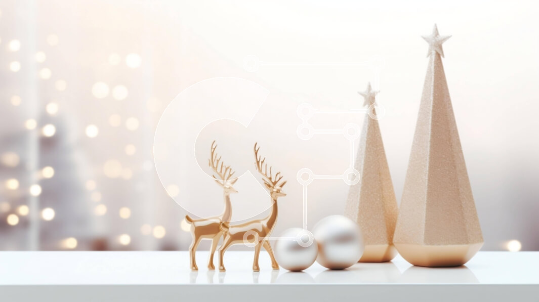 Intra Συλλεκτικό Ξύλινο Παζλ Plywood  4mm - Χρυσά ειδώλια ελαφιών και ασημένιες μπάλες σε λευκό τραπέζι Σε Ξύλινο Κουτί - Διαστάσεις Puzzle: 10x10 cm – 25 κομμάτια