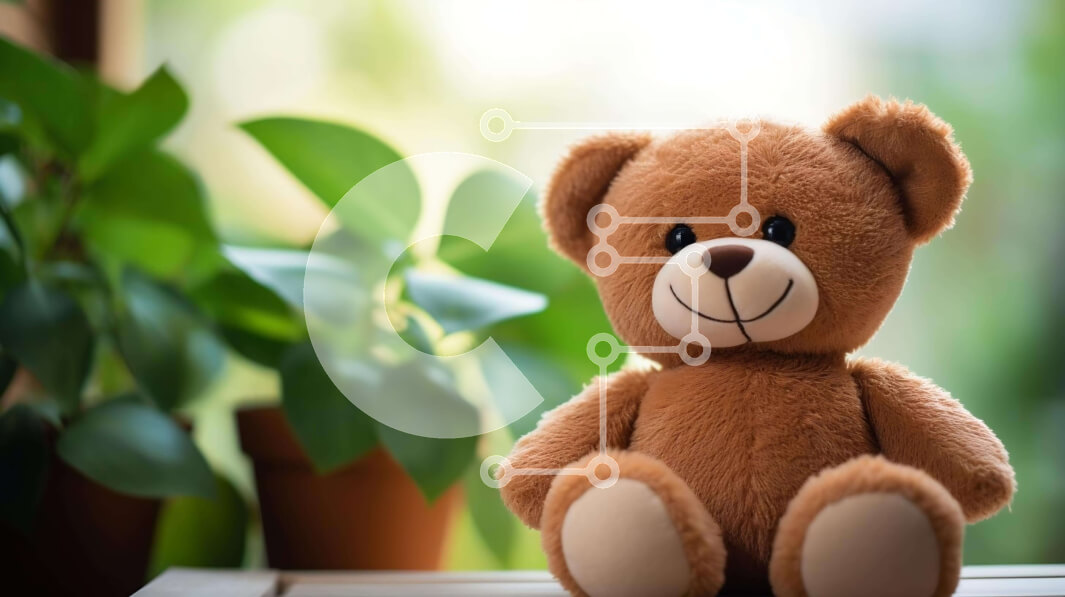 Intra Συλλεκτικό Ξύλινο Παζλ Plywood  4mm - Καφέ αρκουδάκι μπροστά από φυτά σε γλάστρες Σε Ξύλινο Κουτί - Διαστάσεις: 10x10 cm – 25 κομμάτια