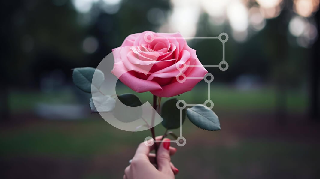 Intra Συλλεκτικό Ξύλινο Παζλ Plywood  4mm - Ροζ τριαντάφυλλο που κρατιέται ως σύμβολο αγάπης και εκτίμησης Σε Ξύλινο Κουτί - Διαστάσεις: 10x10 cm – 25 κομμάτια