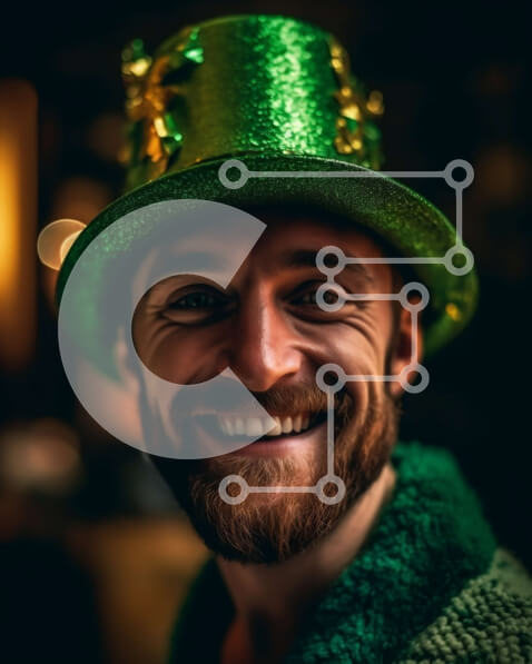 Intra Συλλεκτικό Ξύλινο Παζλ Plywood  4mm - Ευτυχισμένος άνθρωπος με πράσινο καπέλο και γένια που χαμογελά στην κάμερα Σε Ξύλινο Κουτί - Διαστάσεις Puzzle: 10x10 cm – 25 κομμάτια