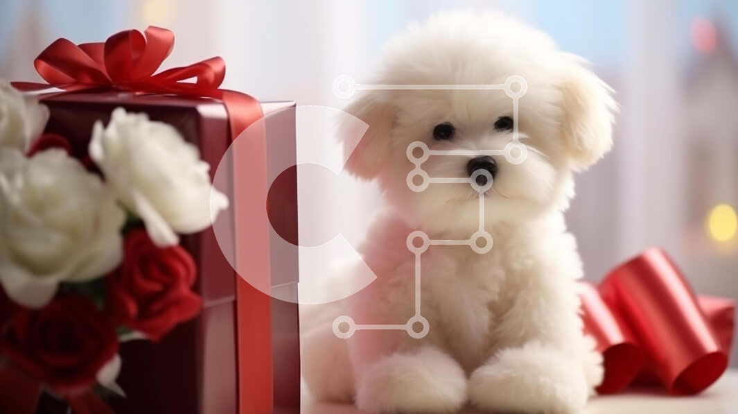 Σετ των 2 Intra Συλλεκτικό Ξύλινο Παζλ Plywood  4mm - Ευτυχισμένος σκύλος με κουτί δώρου και λουλούδια Σε Ξύλινο Κουτί - Διαστάσεις: 10x10 cm – 25 κομμάτια