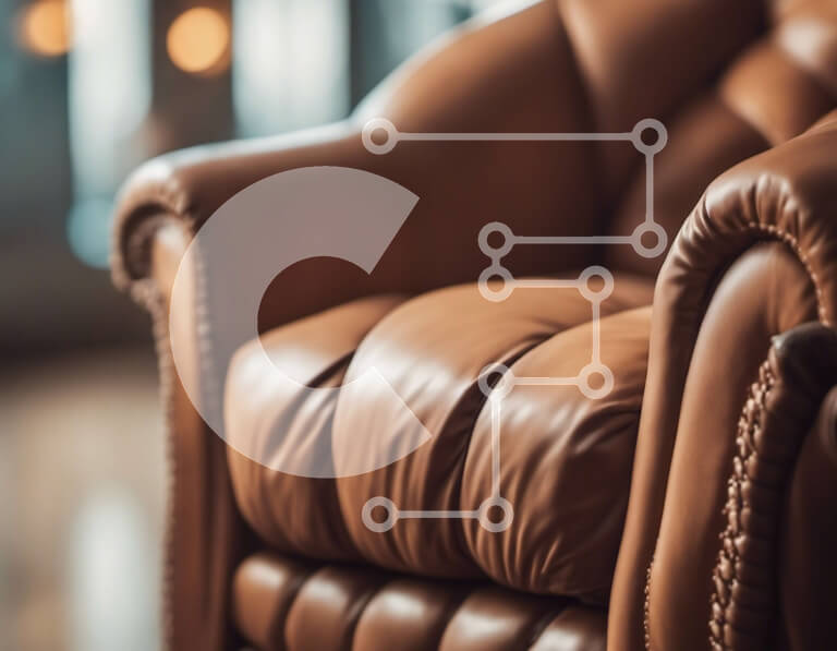 Intra Συλλεκτικό Ξύλινο Παζλ Plywood  4mm - Καφέ δερμάτινη καρέκλα με ξύλινο υποβραχιόνιο και πόδια Σε Ξύλινο Κουτί - Διαστάσεις Puzzle: 10x10 cm – 25 κομμάτια