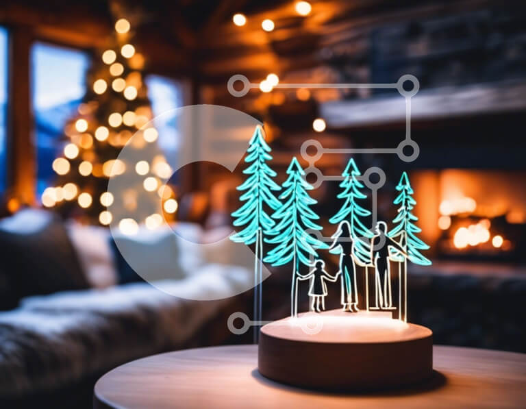 Intra Συλλεκτικό Ξύλινο Παζλ Plywood  4mm - Επιτραπέζιο φωτισμένο γλυπτό σε σχήμα δέντρου Σε Ξύλινο Κουτί - Διαστάσεις Puzzle: 10x10 cm – 25 κομμάτια