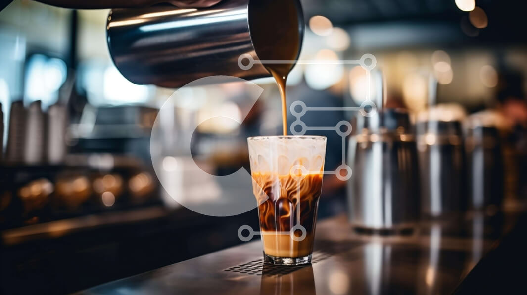 Σετ των 2 Intra Συλλεκτικό Ξύλινο Παζλ Plywood  4mm - Barista ρίχνει παγωμένο καφέ σε ποτήρι σε έναν πάγκο Σε Ξύλινο Κουτί - Διαστάσεις: 10x10 cm – 25 κομμάτια