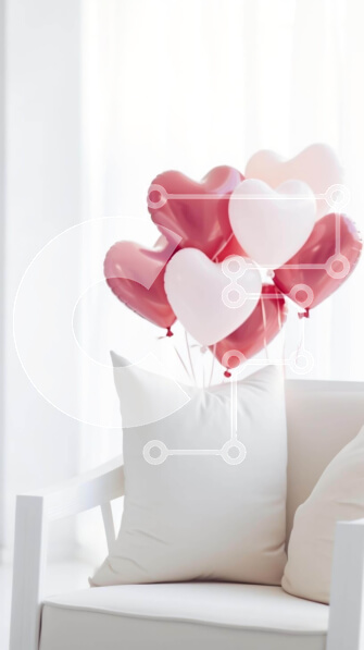 Intra Συλλεκτικό Ξύλινο Παζλ Plywood  4mm - Μπαλόνια σε σχήμα καρδιάς για τη διακόσμηση του Αγίου Βαλεντίνου Σε Ξύλινο Κουτί - Διαστάσεις: 10x10 cm – 25 κομμάτια