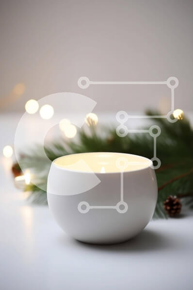 Intra Συλλεκτικό Ξύλινο Παζλ Plywood  4mm - Λευκό κερί με διακοσμητικά με κλαδιά πεύκου Σε Ξύλινο Κουτί - Διαστάσεις: 10x10 cm – 25 κομμάτια