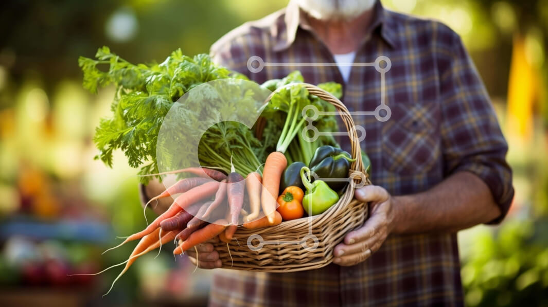 Intra Συλλεκτικό Ξύλινο Παζλ Plywood  4mm - Άτομο που κρατά ένα καλάθι με λαχανικά Σε Ξύλινο Κουτί - Διαστάσεις Puzzle: 10x10 cm – 25 κομμάτια